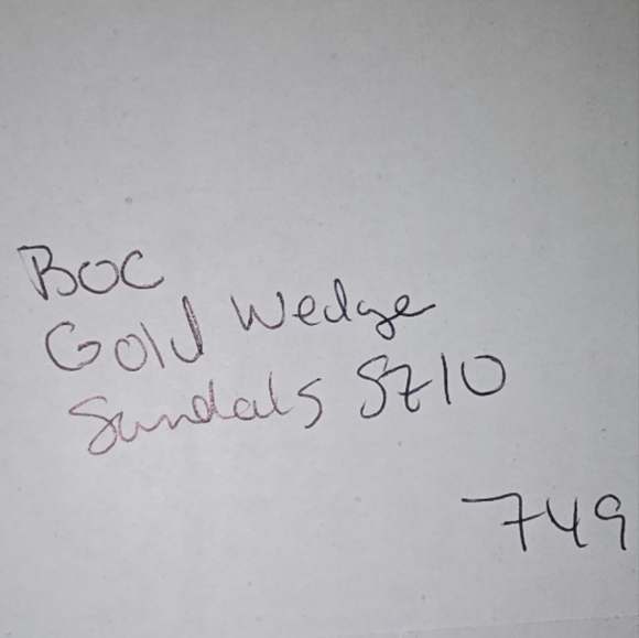 Born b.o.c Gold Floral Slingback Wedge Sandals Comfort Cork Heel Shoes‎ Size 10 - Picture 12 of 12